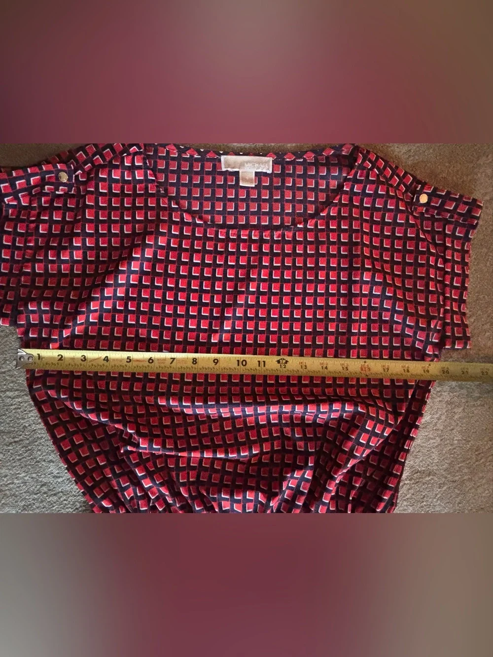 MICHAEL Michael Kors Geometric Peplum Blouse Red Black Small